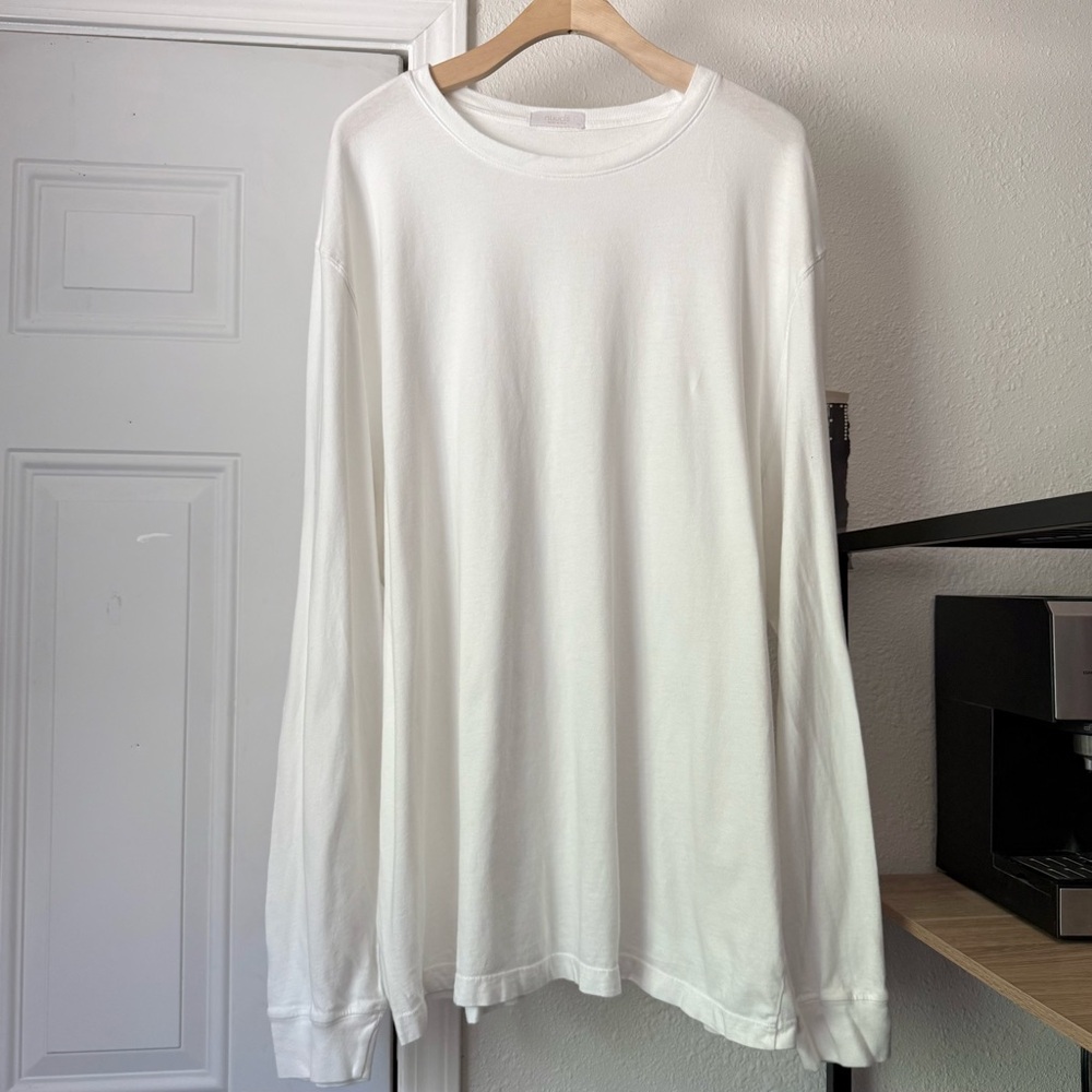 NUUDS white cotton crew neck long sleeve oversized tee t-shirt